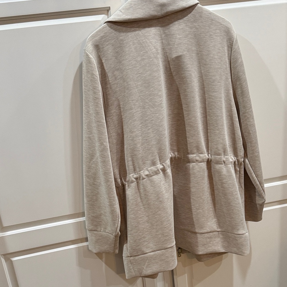 Chico's Weekends Light Taupe Zip-Front Drawstring Utility Jacket - Picture 7 of 12